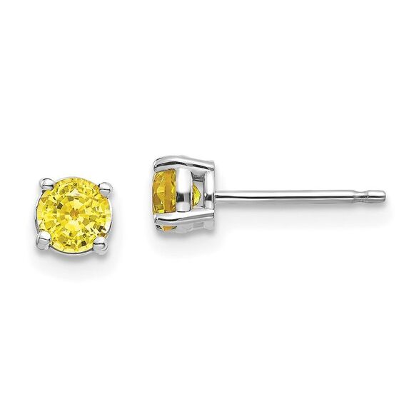 Kazi Luxury 14k White Gold Yellow Sapphire Earrings